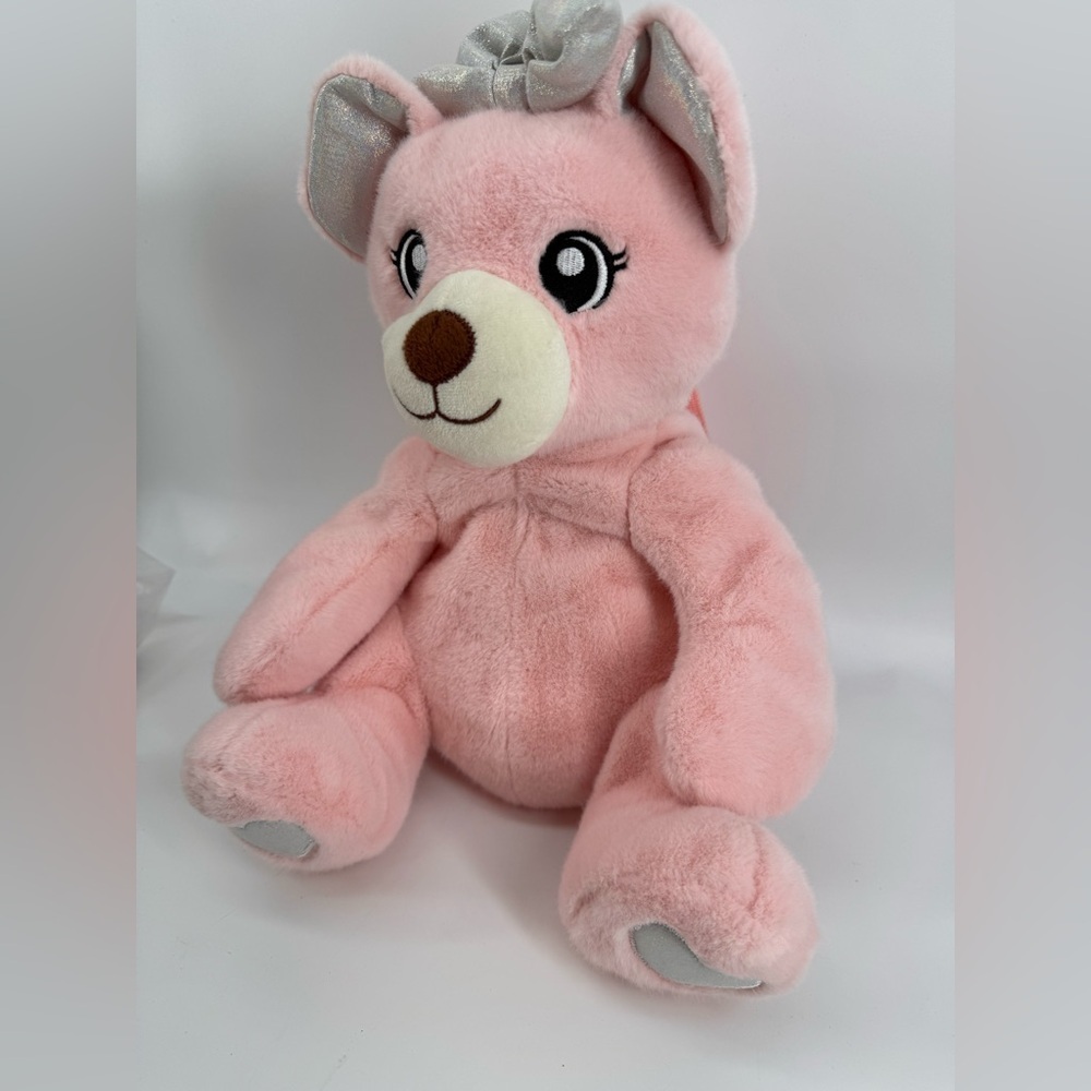Adorable Plush Pink Teddy Backpack 14” New